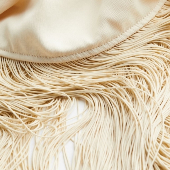 H&M Cream One-Shoulder Fringe Midi Dress - Picture 6 of 6